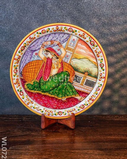 Marble Hand Painted Plate 9 Inch With Stand - Wl0721 Decor