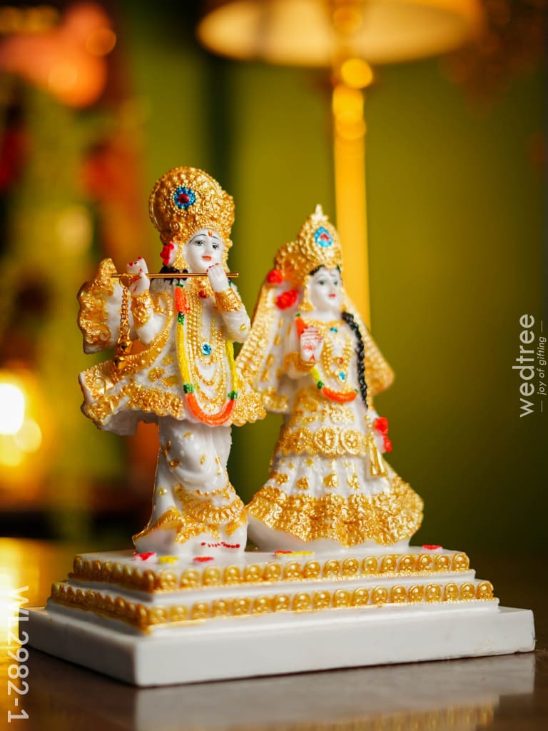 Marble Hand Painted Radha Krishna Idol - Wl2982 Showpieces