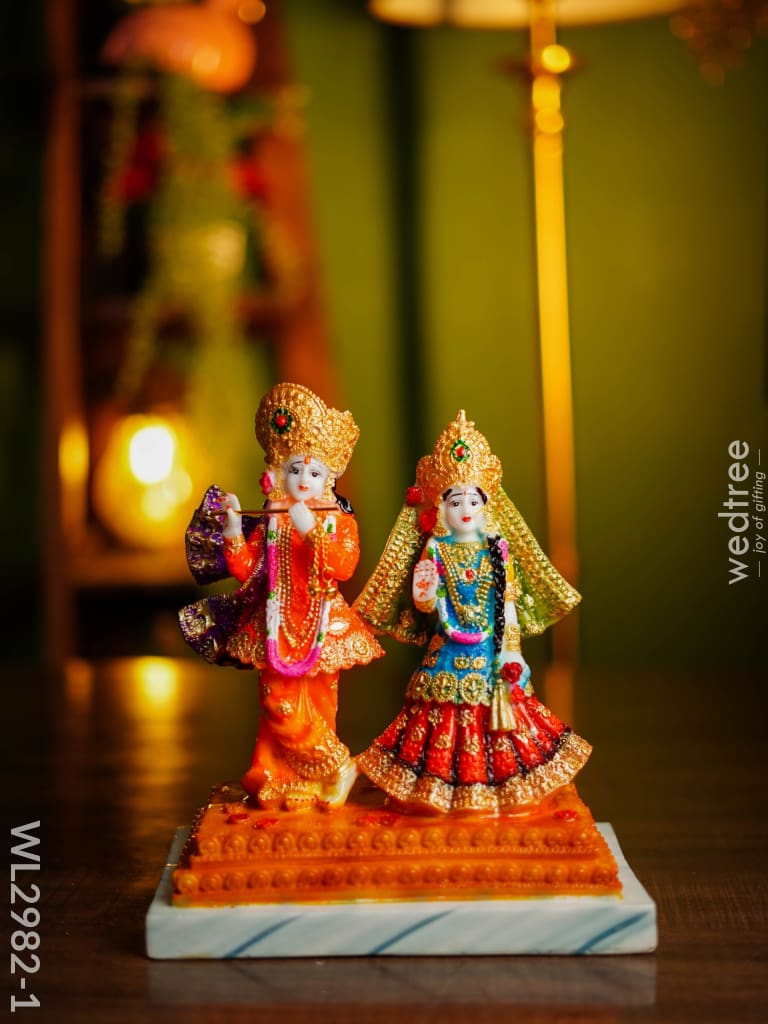 Marble Hand Painted Radha Krishna Idol - Wl2982 Showpieces