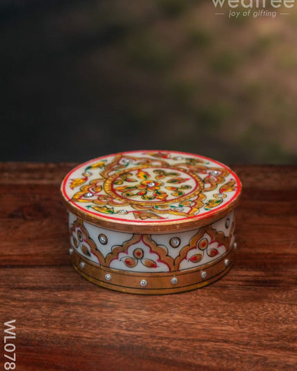 Marble Hand Painted Round Box - Wl0786 Utilities