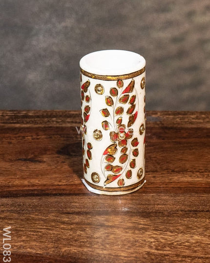 Marble Hand Painted Round Pen Stand - Wl0831 Utilities