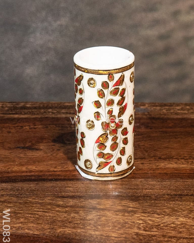 Marble Hand Painted Round Pen Stand - Wl0831 Utilities