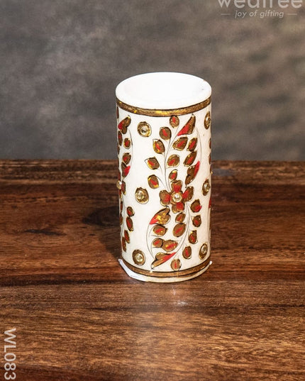 Marble Hand Painted Round Pen Stand - Wl0831 Utilities