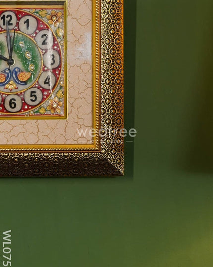 Marble Hand Painted Wall Clock With Frame Small - Wl0755 Decor