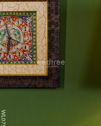 Marble Hand Painted Wall Clock With Frame Small - Wl0755 Decor