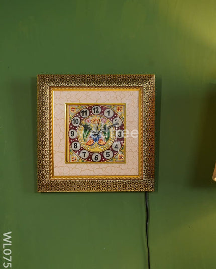 Marble Hand Painted Wall Clock With Frame Small - Wl0755 Decor