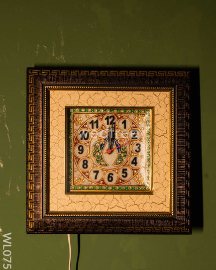 Marble Hand Painted Wall Clock With Frame Small - Wl0755 Decor