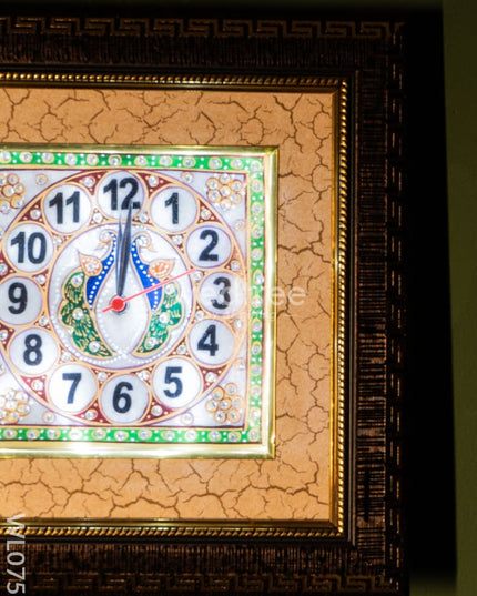 Marble Hand Painted Wall Clock With Frame Small - Wl0755 Decor