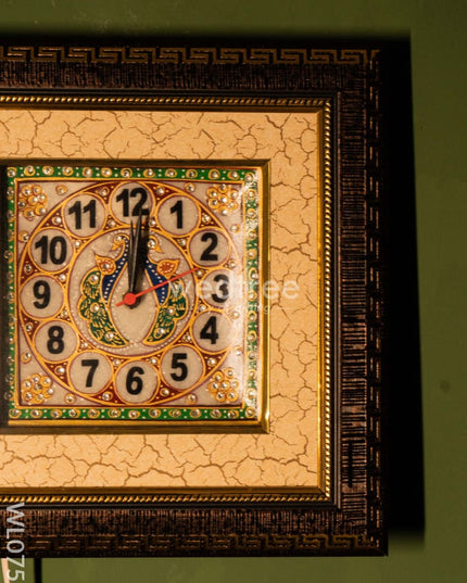 Marble Hand Painted Wall Clock With Frame Small - Wl0755 Decor