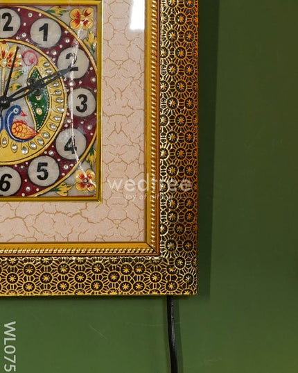Marble Hand Painted Wall Clock With Frame Small - Wl0755 Decor