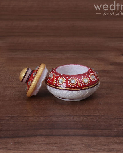 Marble Kumkum Holder - W3463 Kum Holders