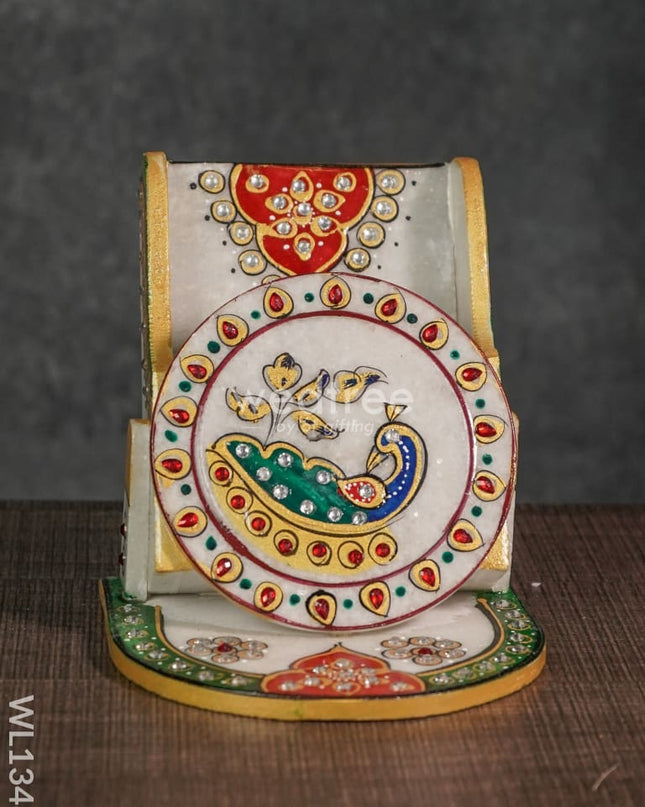 Marble Mobile Holder Peacock Design - Wl1348 Decor