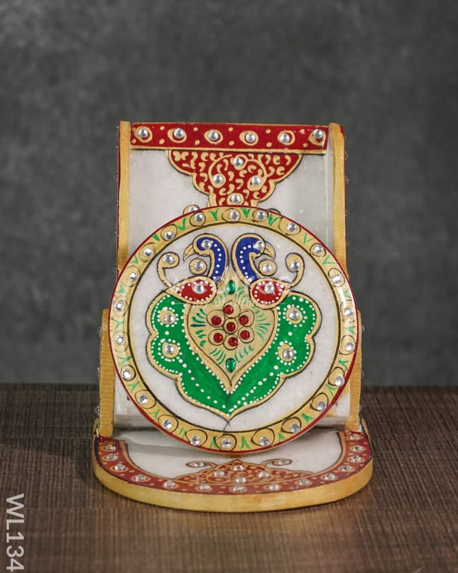 Marble Mobile Holder Peacock Design - Wl1348 Decor