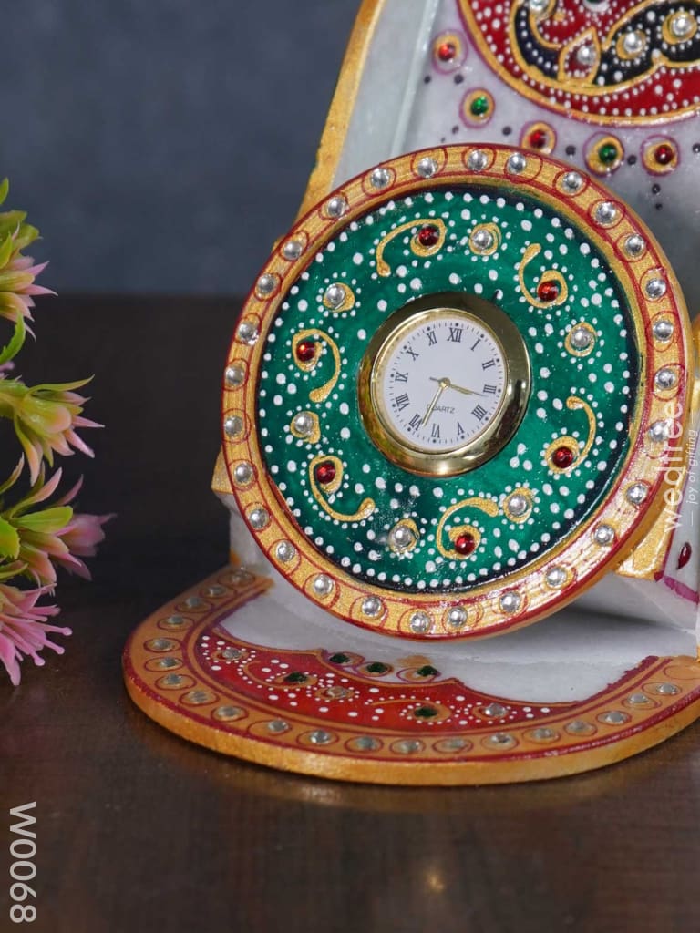 Marble Mobile Holder With Clock - W0068 Decor