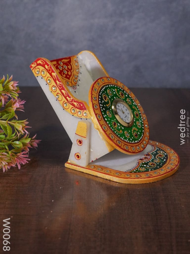 Marble Mobile Holder With Clock - W0068 Decor
