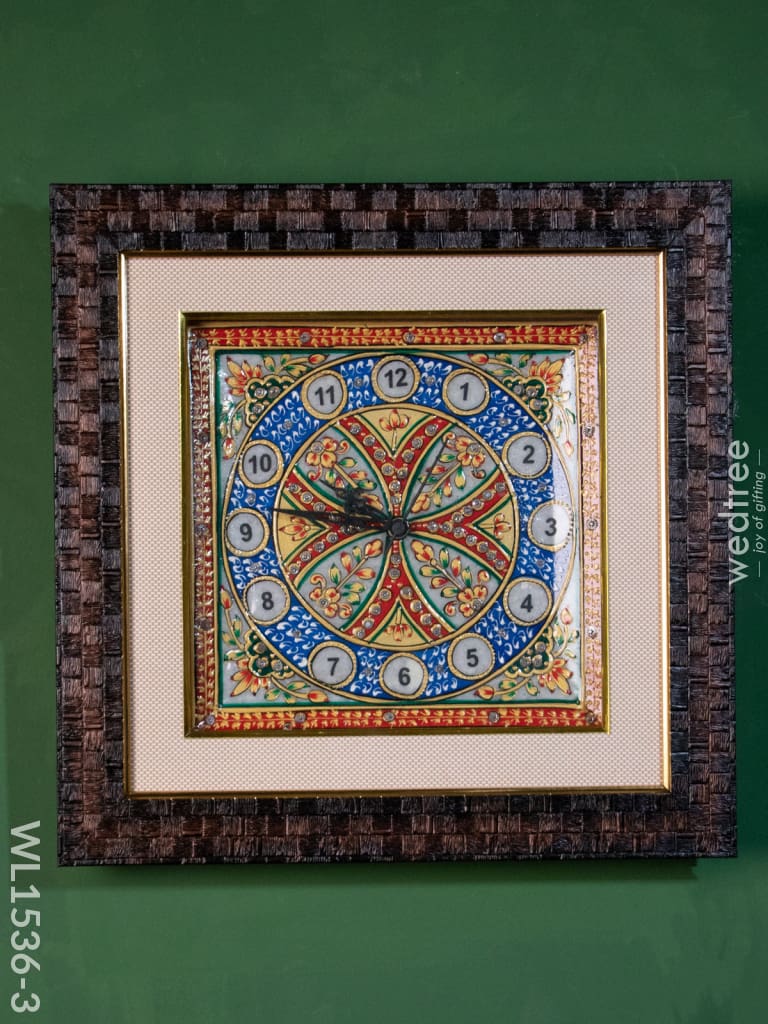 Marble Painted Clock With Frame -9Inches - Wl1536 -Design 5 Decor