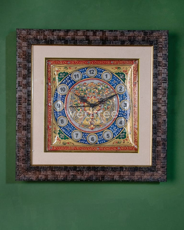 Marble Painted Clock With Frame -9Inches - Wl1536 -Design 2 Decor