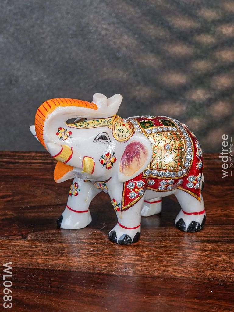 Marble Painted Elephant 4 Inch 2 Decor