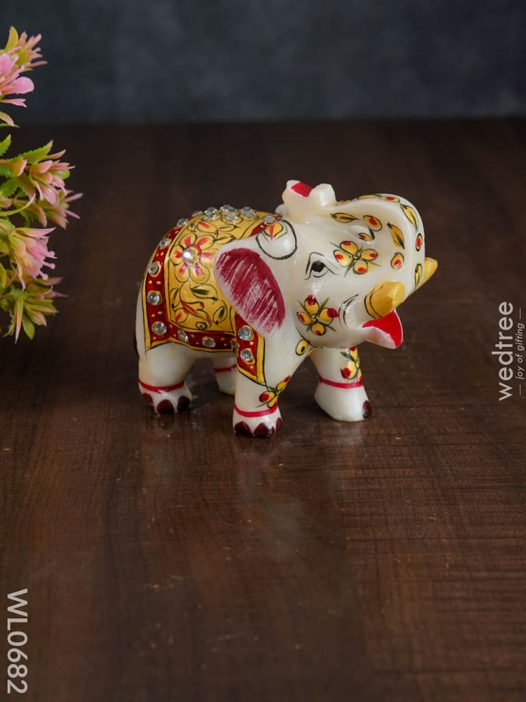 Marble Painted Elephant 4 Inch Decor
