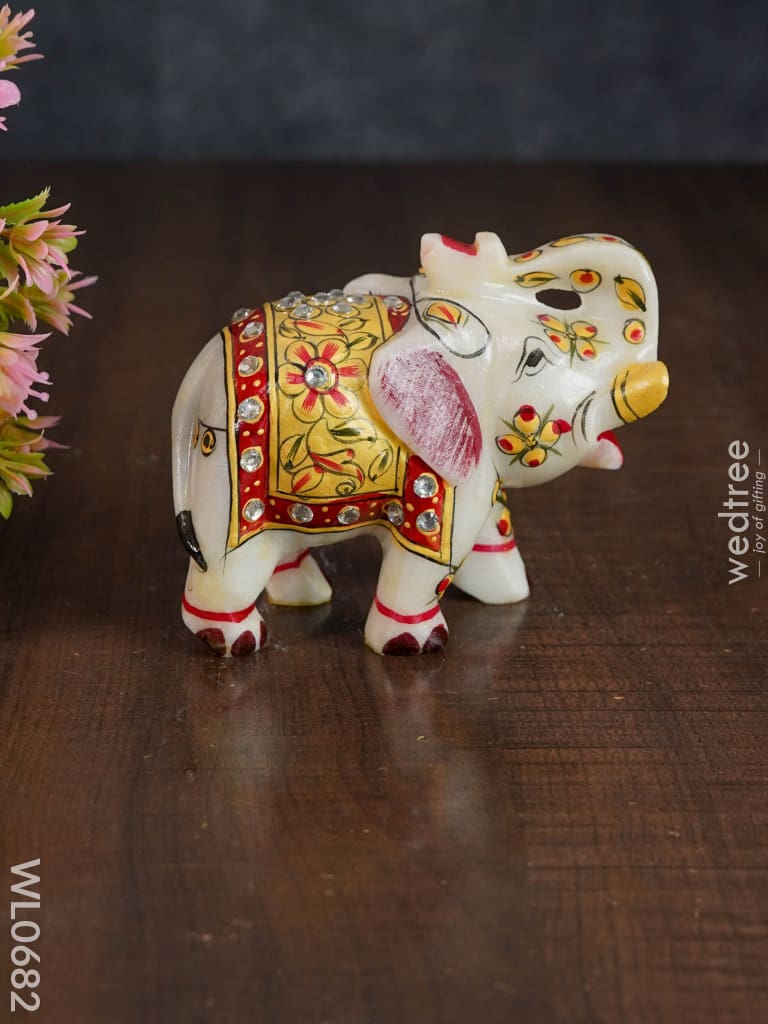 Marble Painted Elephant 4 Inch Decor