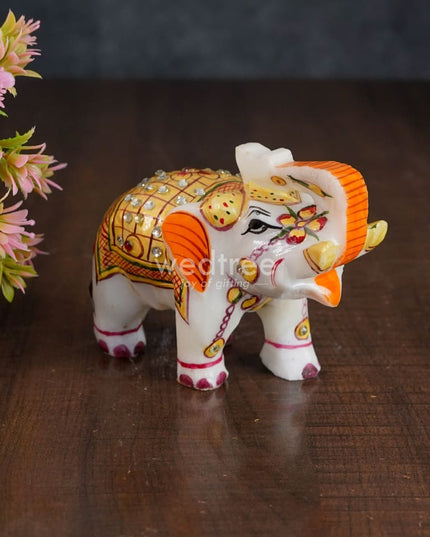 Marble Painted Elephant 4 Inch Decor