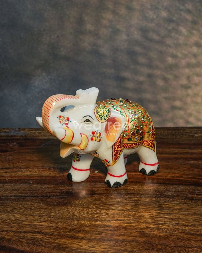 Marble Painted Elephant 4 Inch Decor