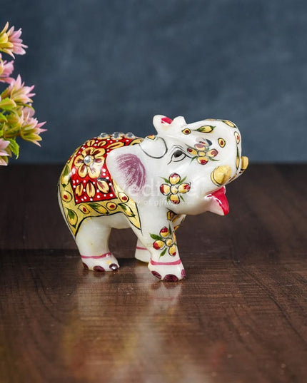 Marble Painted Elephant 4 Inch Decor