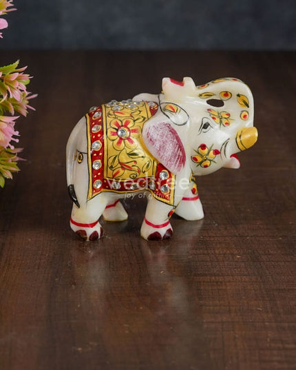 Marble Painted Elephant 4 Inch Decor