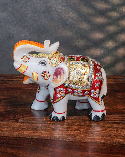 Marble Painted Elephant 4 Inch Decor