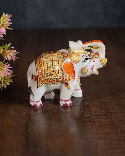 Marble Painted Elephant 4 Inch Decor