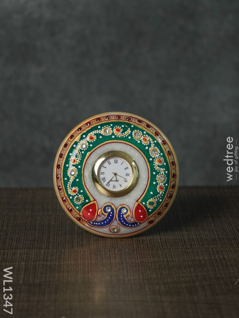 Marble Painted Round Clock - Green Wl1347 Decor