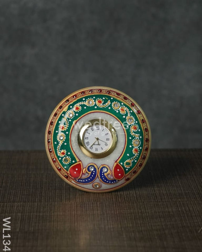 Marble Painted Round Clock - Green Wl1347 Decor