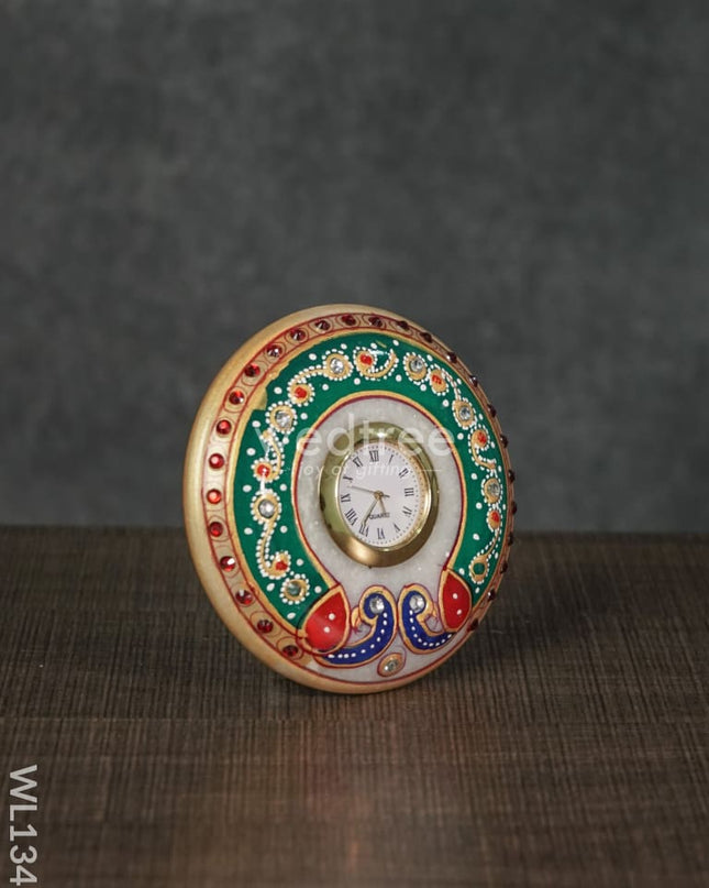 Marble Painted Round Clock - Green Wl1347 Decor