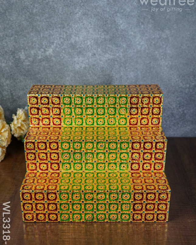 Decorative 3 Step Meenakari Golu Stand - Wl3318-2 / Diya Padi