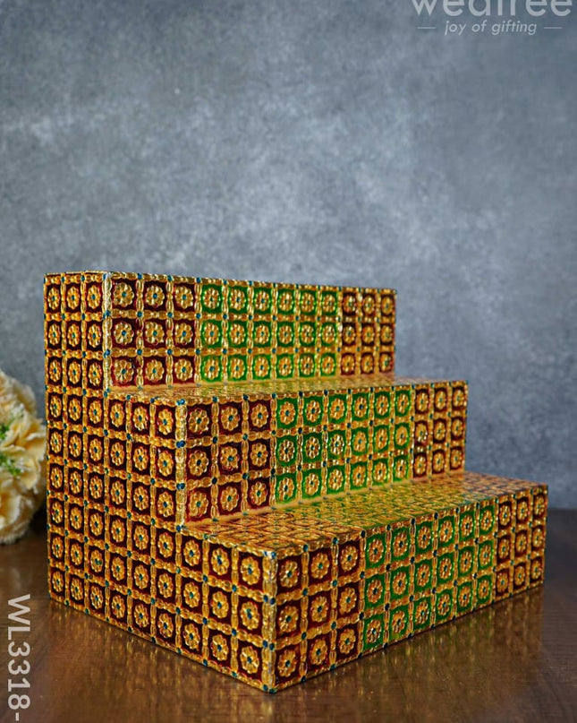 Decorative 3 Step Meenakari Golu Stand - Wl3318-2 / Diya Padi