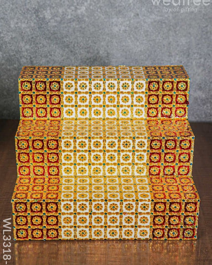 Decorative 3 Step Meenakari Golu Stand - Wl3318-1 / Diya Padi