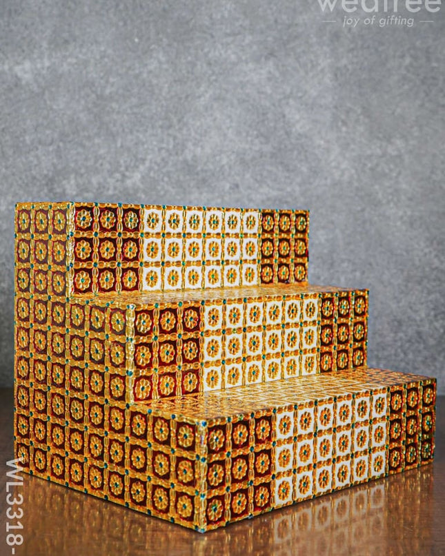 Decorative 3 Step Meenakari Golu Stand - Wl3318-1 / Diya Padi