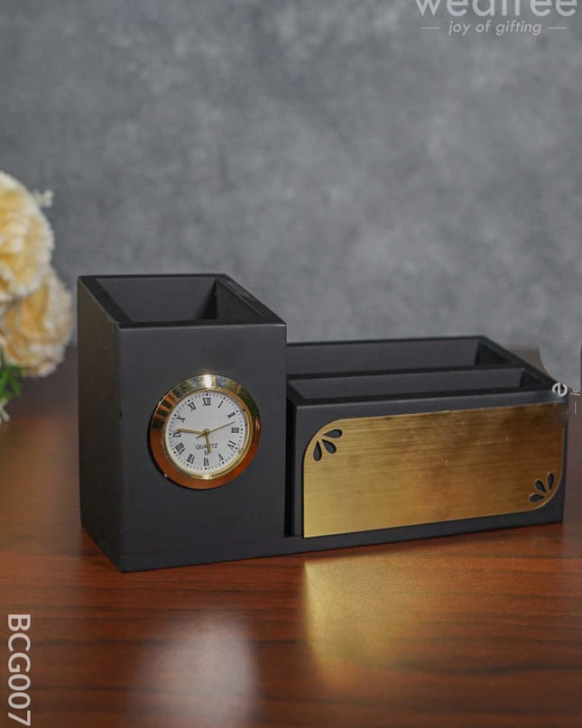 Mdf Pen Stand With Clock - Bcg0079 Organisers