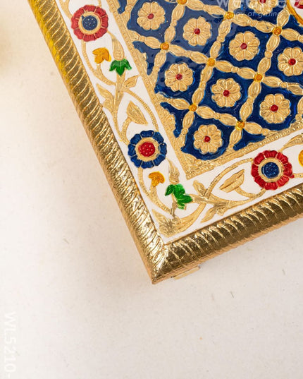 Meenakari Bajot - Floral Design - 10x15 inch - Blue - WL5210-2 - Meenakari Bajots & Manai