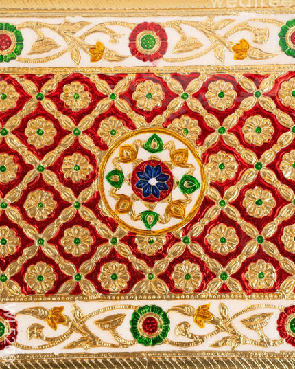 Meenakari Bajot - Floral Design - 10x15 inch - Red - WL5208-2 - Meenakari Bajots & Manai