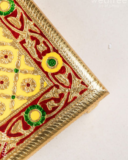 Meenakari Bajot - Floral Design - 10x15 inch - Yellow - WL5209-2 - Meenakari Bajots & Manai