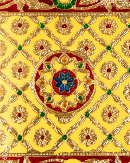 Meenakari Bajot - Floral Design - 10x15 inch - Yellow - WL5209-2 - Meenakari Bajots & Manai