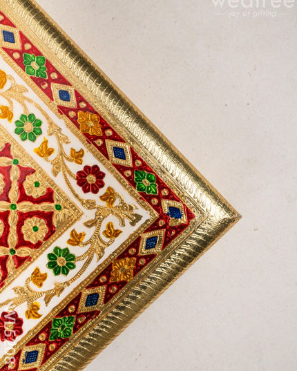 Meenakari Bajot - Floral Design - 12x18 inch - Red - WL5208-3 - Meenakari Bajots & Manai