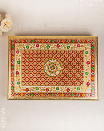 Meenakari Bajot - Floral Design - 12x18 inch - Red - WL5208-3 - Meenakari Bajots & Manai