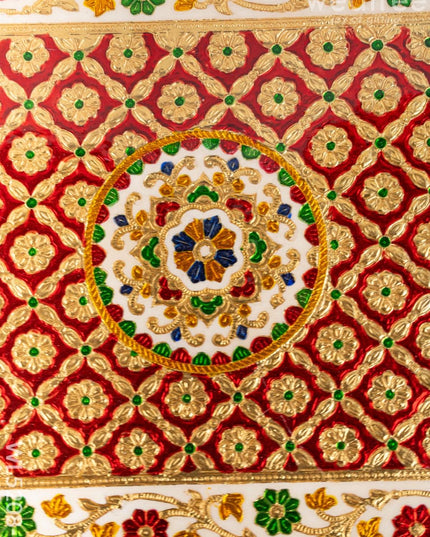 Meenakari Bajot - Floral Design - 12x18 inch - Red - WL5208-3 - Meenakari Bajots & Manai