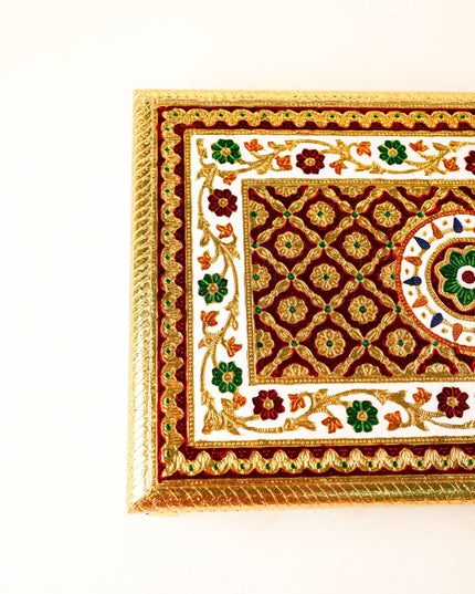 Meenakari Bajot - Floral Design - 12x18 inch - Red - WL5208-3 - Meenakari Bajots & Manai