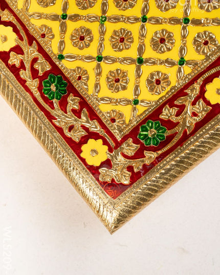Meenakari Bajot - Floral Design - 12x18 inch - Yellow - WL5209-3 - Meenakari Bajots & Manai
