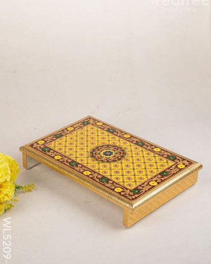 Meenakari Bajot - Floral Design - 12x18 inch - Yellow - WL5209-3 - Meenakari Bajots & Manai