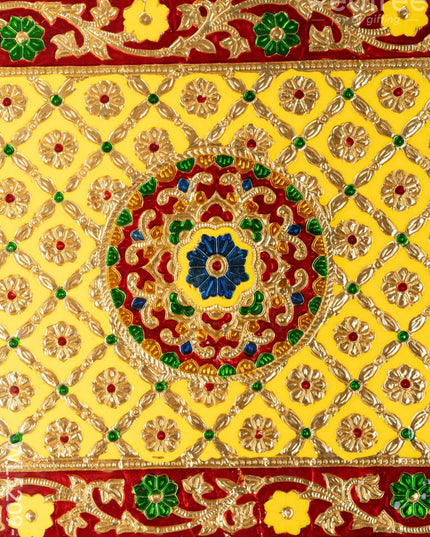 Meenakari Bajot - Floral Design - 12x18 inch - Yellow - WL5209-3 - Meenakari Bajots & Manai