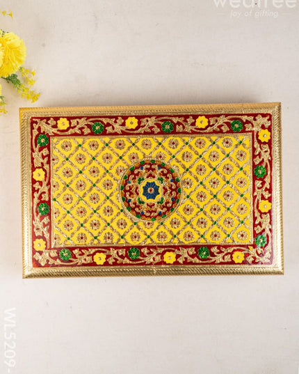 Meenakari Bajot - Floral Design - 12x18 inch - Yellow - WL5209-3 - Meenakari Bajots & Manai